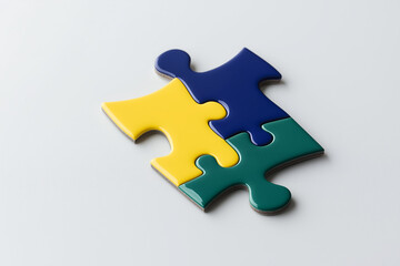 Fototapeta premium Colorful puzzle pieces arranged together on neutral surface showcasing creativity and problem-solving concepts