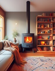 Wohnzimmer mit Kaminofen