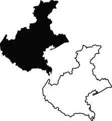 Map of Veneto Silhouette Flat and Outline Design