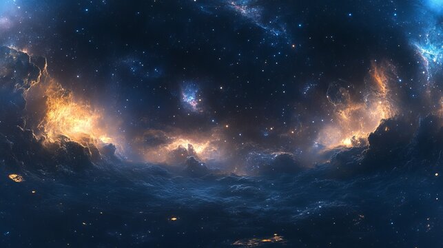 Stunning cosmic landscape with vibrant nebula and starry sky art dark blue fire space stars night