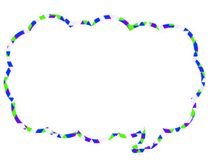 ステンドグラス風吹き出し　三角形模様　細長い雲形