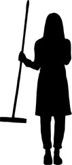 Vector silhouette of a female household assistant