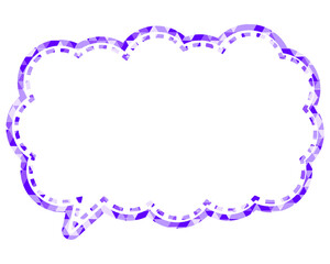 ステンドグラス風吹き出し　三角形模様　細長い雲形