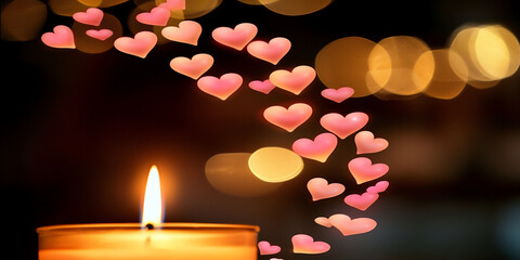 glowing heart trail candlelight