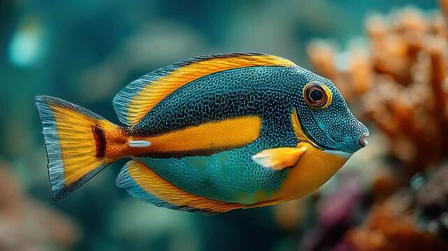 Colorful tropical fish in aquarium