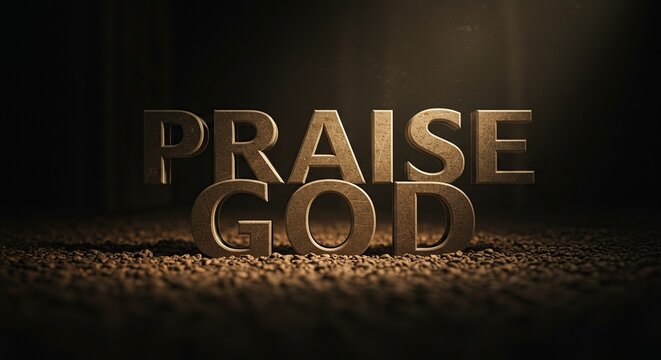 Praise God Religious 3d Text Render on Ground