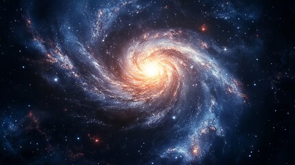 Fototapeta premium Stunning spiral galaxy cosmic nebula space background image art blue dark dust stars night light