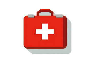 Obraz premium A red medical kit with a white cross ideal for health and safety themes