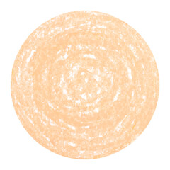 Hand drawn pale orange shaded circle, simple children's crayon illustration isolated