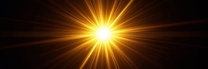 Obraz premium Abstract digital illustration of a radiant central light orb emitting a dynamic starburst effect in a dark background