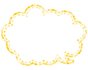 ステンドグラス風吹き出し　三角形模様　丸みのある雲形