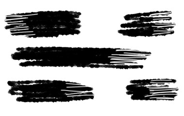 Abstract set black ink brush, PNG, transparent background, ideal for artistic strokes, shading, and modern design elements in creative projects.