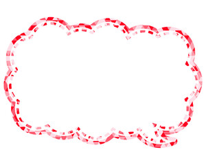 ステンドグラス風吹き出し　三角形模様　細長い雲形