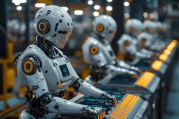 Fototapeta premium Robots at work in the factory