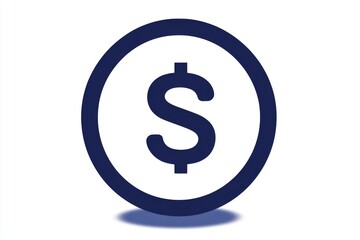 Obraz premium Dark blue circular dollar symbol icon with minimal design