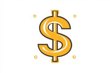 Obraz premium Gold dollar symbol with central line and shadow on white