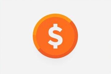 Obraz premium Round orange coin icon with white dollar symbol in center