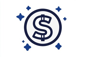 Circular dollar icon with surrounding sparkles on dark background