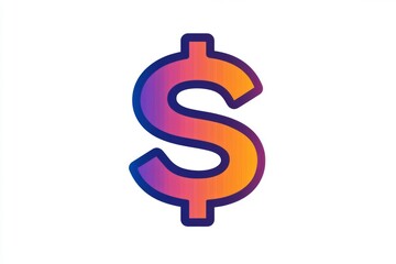 Obraz premium Gradient dollar icon in pink and blue with soft edges and flat style