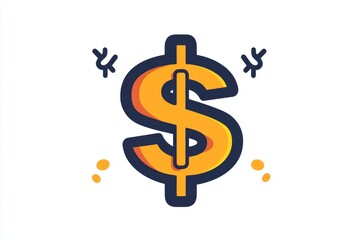 Obraz premium Dollar icon with antler-like extensions and circular sparkles