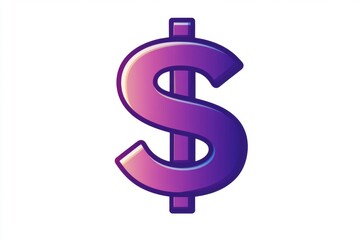 Obraz premium Gradient purple dollar icon with bold stylized shape and white background