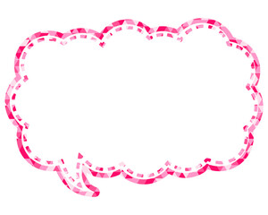 ステンドグラス風吹き出し　三角形模様　細長い雲形