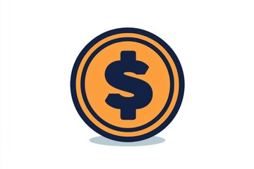 Obraz premium Circular flat black coin with dollar symbol in center