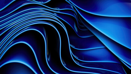 Abstract fluid waves in vibrant blue tones background
