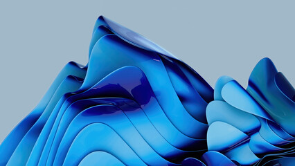 Abstract blue waves creating dynamic, fluid motion effect