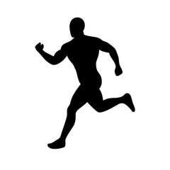 Powerful Running Man Silhouette Vector Illustration