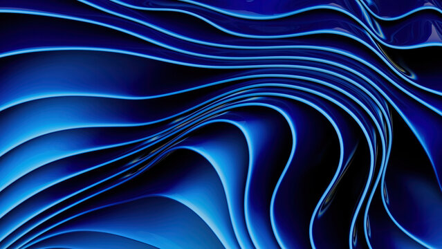 Abstract blue waves create a dynamic flowing pattern