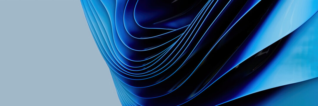 Abstract Blue Waves Forming a Dynamic Fluid Structure