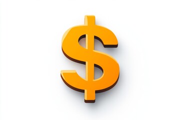 Obraz premium Glossy golden dollar icon in 3D style with smooth shadow on white background