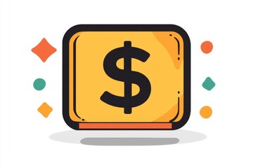 Obraz premium Modern yellow stylized icon of a dollar in square frame with dots