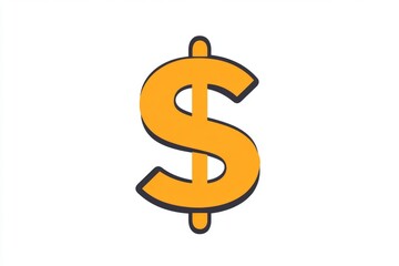 Obraz premium Yellow dollar icon in simple flat vector style