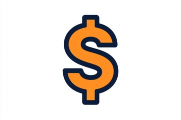 Obraz premium Bold orange dollar symbol with dark contour and center alignment