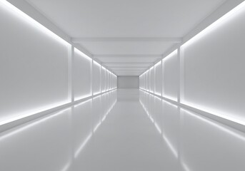Obraz premium Modern White Corridor with LED Lighting