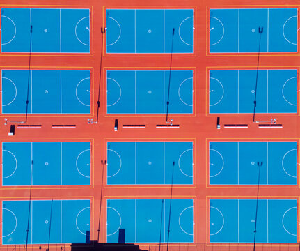 Top view of multiple netball courts in Canberra