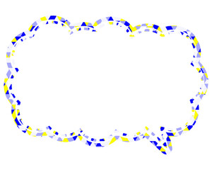 ステンドグラス風吹き出し　三角形模様　細長い雲形