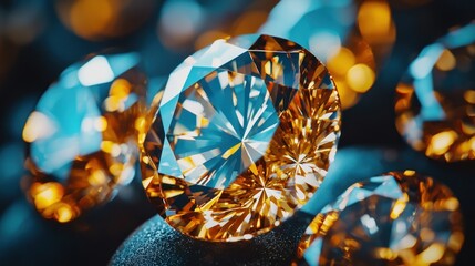 Fototapeta premium Sparkling gems close-up with bright, colorful lights