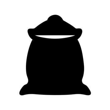 recommend clip art: Vector graphic of a black sack bag illustration for storage and carrying goods and materials