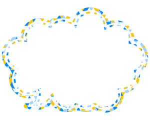 ステンドグラス風吹き出し　三角形模様　丸みのある雲形