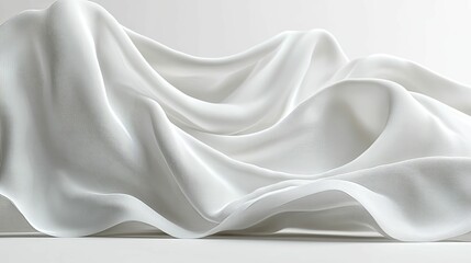 Obraz premium Flowing white fabric drapes in a sculptural pose.
