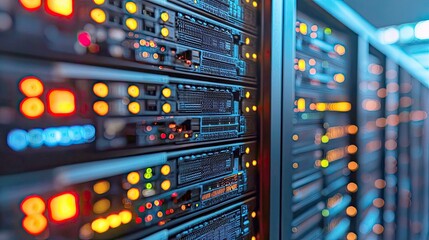 Naklejka premium Data Center Server Racks: High-Performance Computing