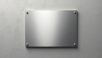 Metallic plaque on textured gray wall