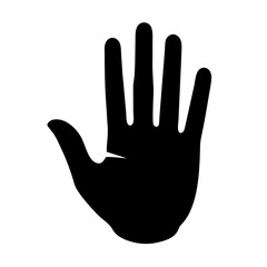 Obraz premium Black hand silhouette vector graphic design illustration palm fingers gesture stop symbol sign
