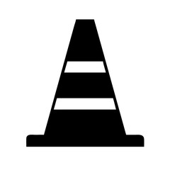 Black and white safety cone vector graphic for construction and traffic management use online