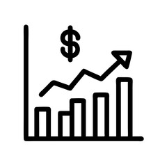Financial growth chart with dollar sign icon representing investment and market increase trend