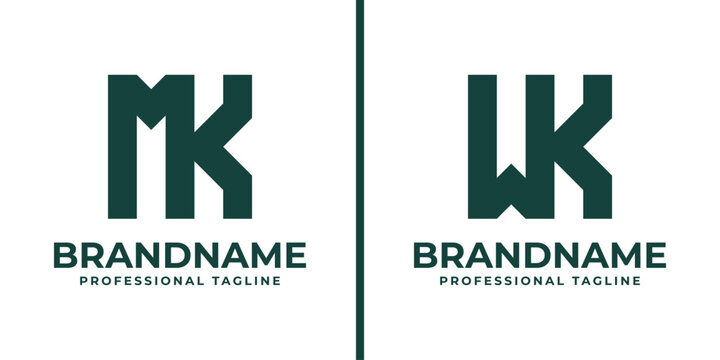 Letters MK and WK Monogram Logo, suitable for any business with MK KM WK kW initials