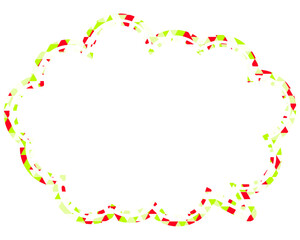 ステンドグラス風吹き出し　三角形模様　丸みのある雲形